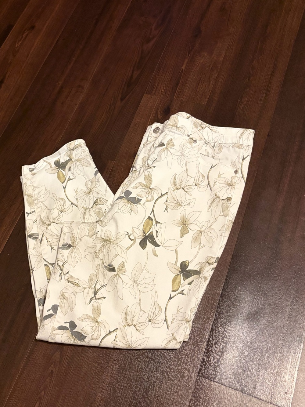 Buffalo David Bitton White Floral Skinny Pants